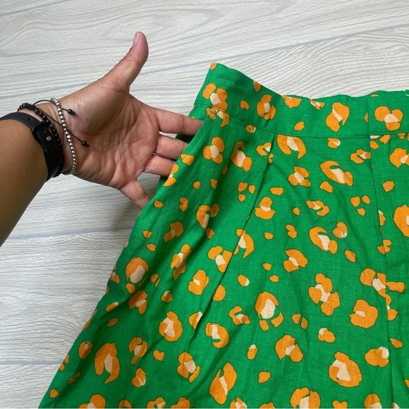 Tabitha Brown Target Linen Blend Green Orange Leopard Pleated Shorts size L - Picture 8 of 15